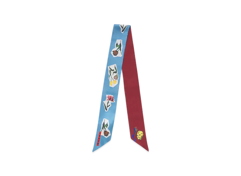 MARNI x Olaolu Slawn x Soldier Boyfriend Silk Scarf with Flower Collage "Orange"