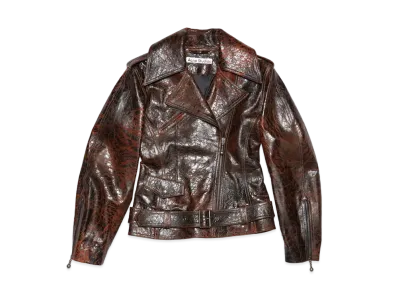 Acne Studios Hourglass Leather Biker Jacket "Orange/Black"