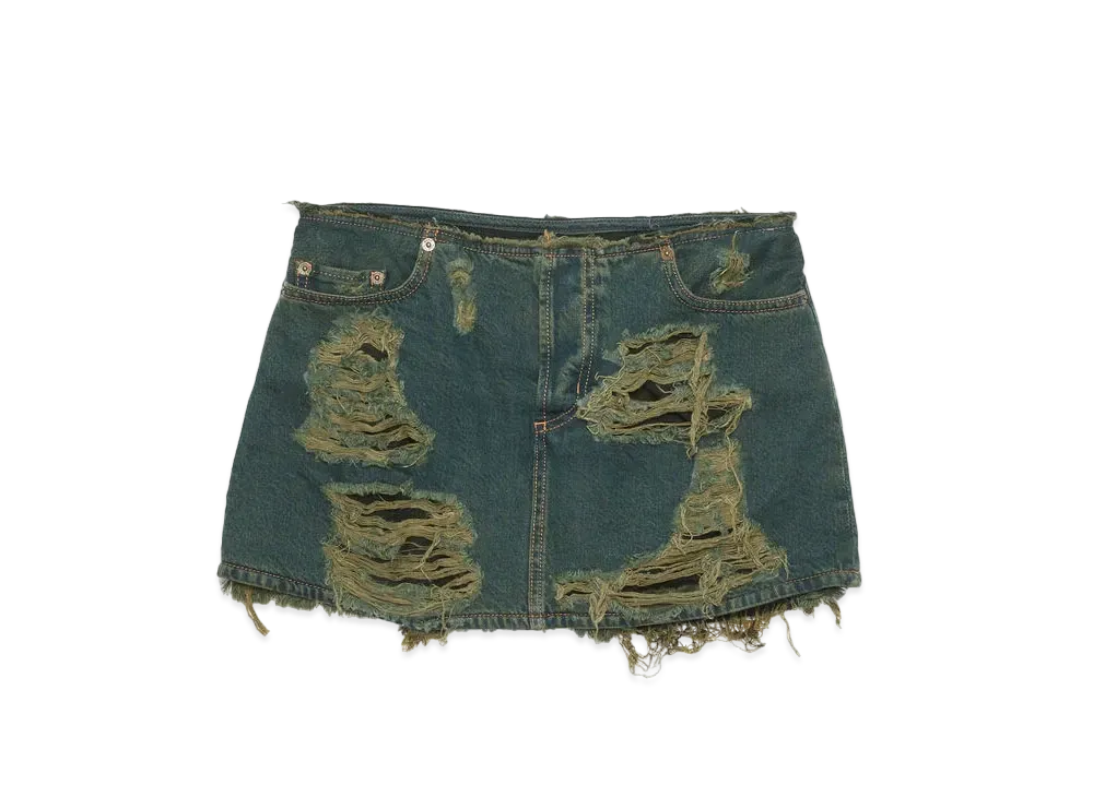 Acne Studios Distressed Denim Skirt "Blue/Green"