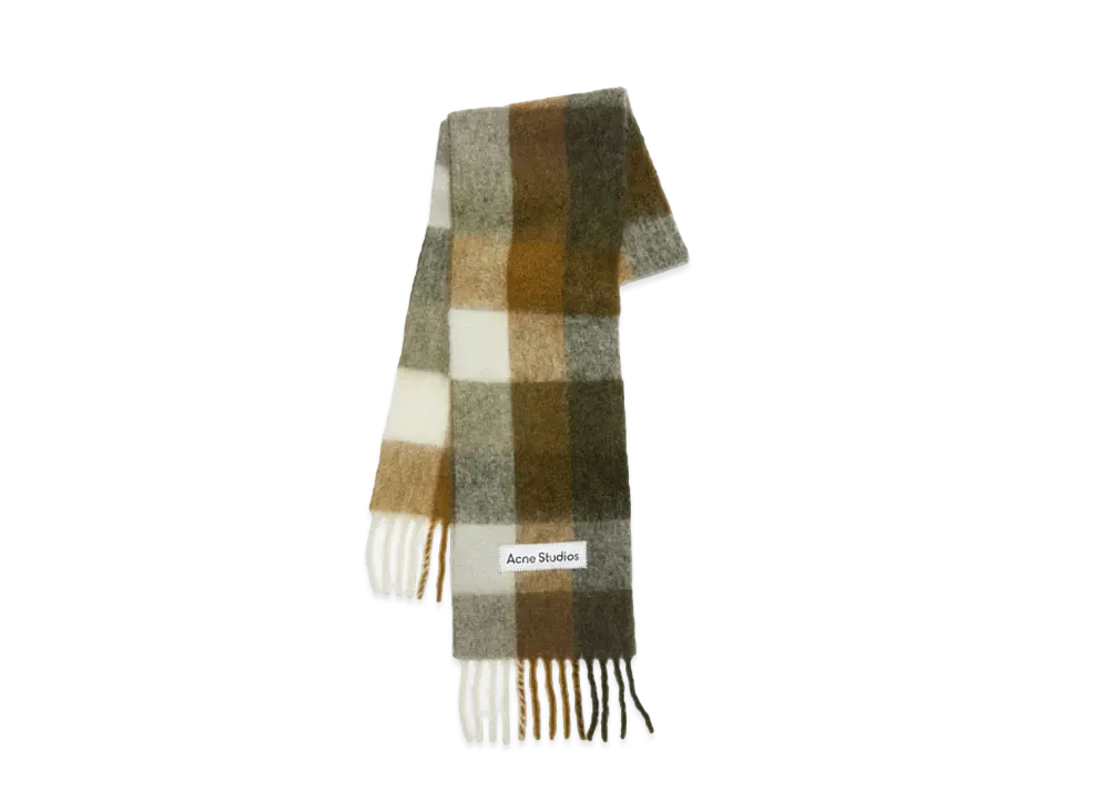 Acne Studios Mohair Check Scarf "Taupe/Green/Black"