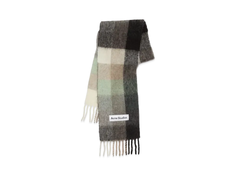 Acne Studios Mohair Check Scarf "Green/Grey/Black"