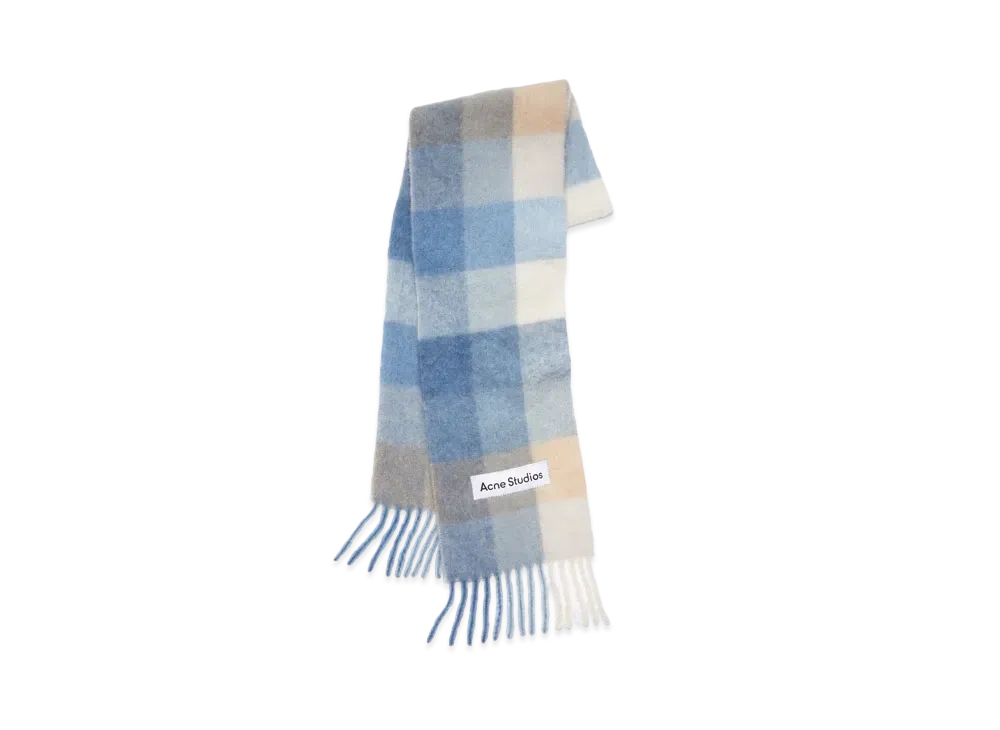 Acne Studios Mohair Check Scarf "Pastel Blue/Beige"