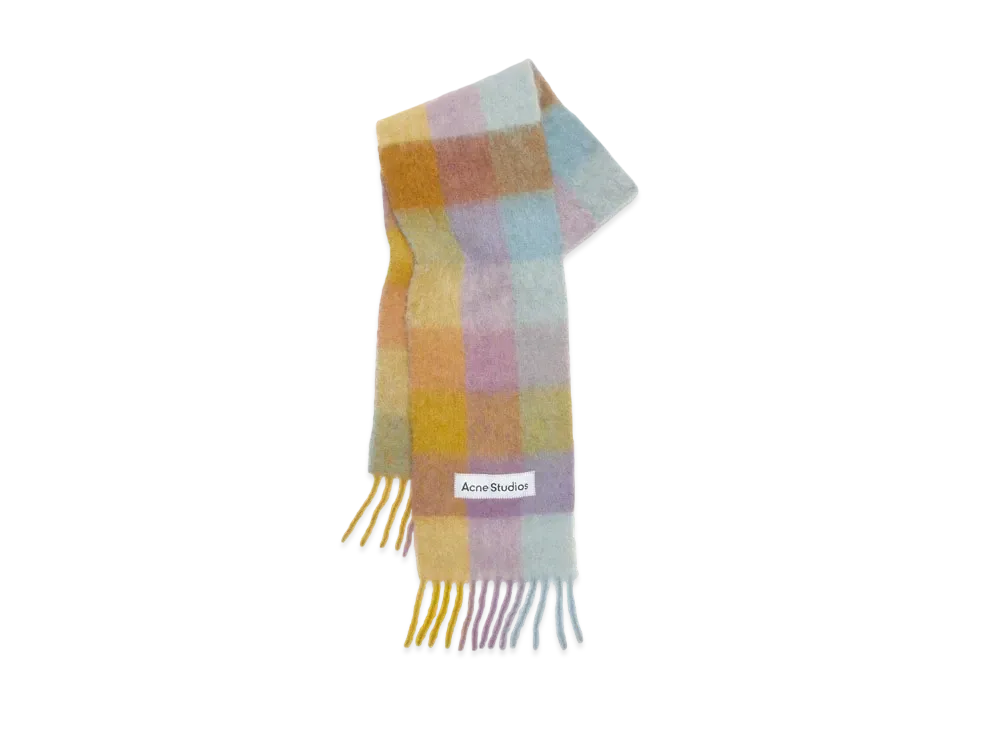 Acne Studios Mohair Check Scarf "Violet/Yellow/Blue"