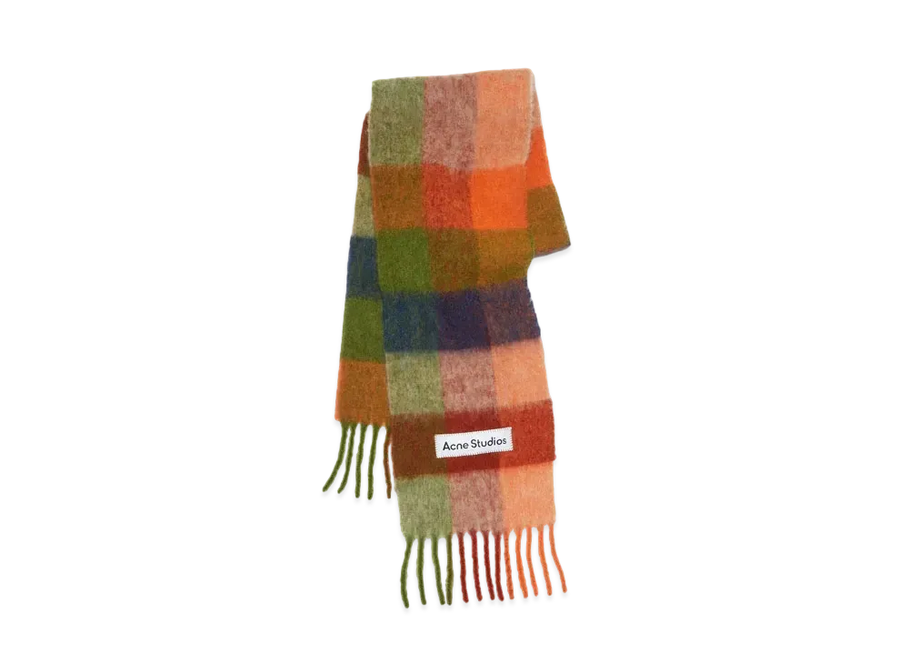 Acne Studios Mohair Check Scarf "Orange/Green"