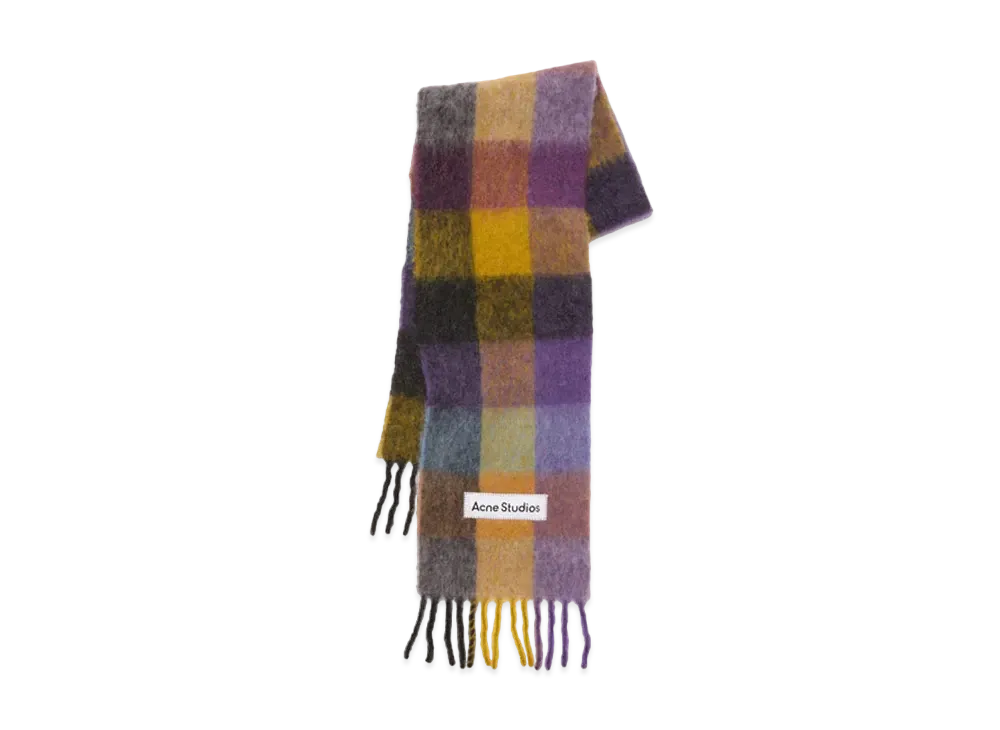 Acne Studios Mohair Check Scarf "Taupe/Green/Black"