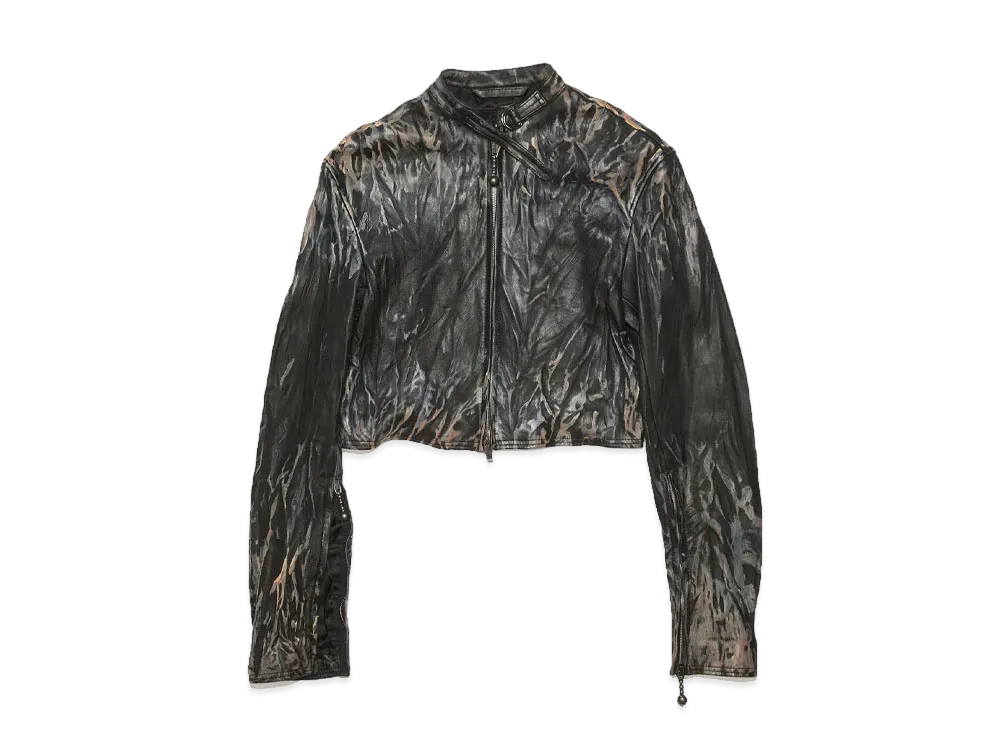 Acne Studios Crease Leather Biker Jacket "Black/Beige"