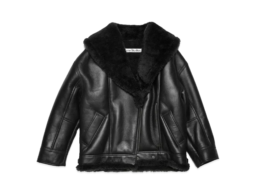 Acne Studios Leather Shearling Jacket "Black"