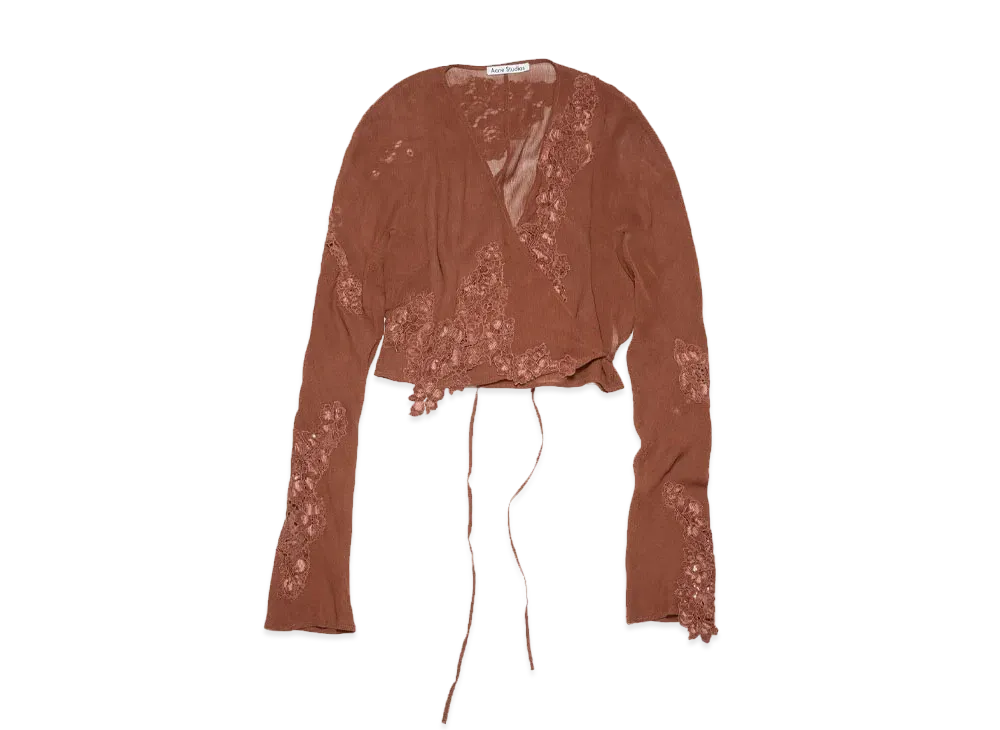Acne Studios Wrap Lace Tops "Rust Brown"