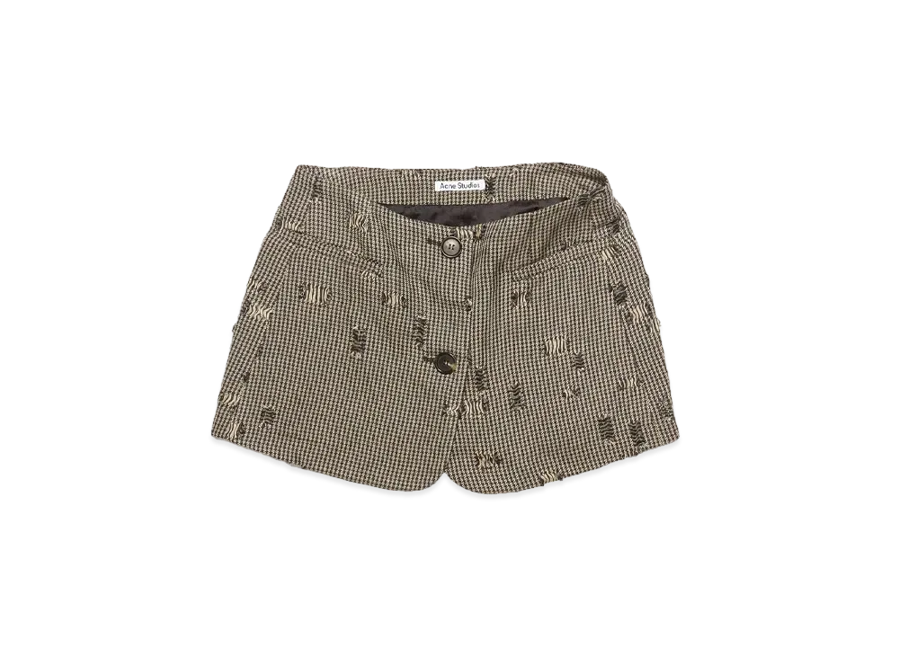 Acne Studios Distressed Houndstooth Skirt "Gray/Beige"