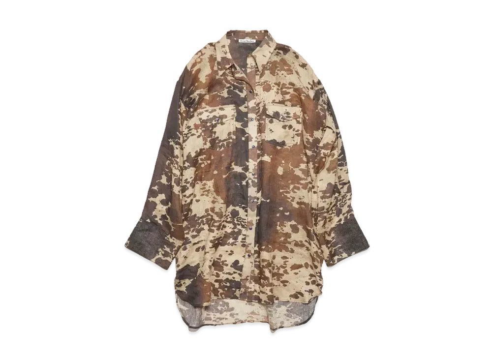 Acne Studios Printed Shirt Dress "Dark Brown"