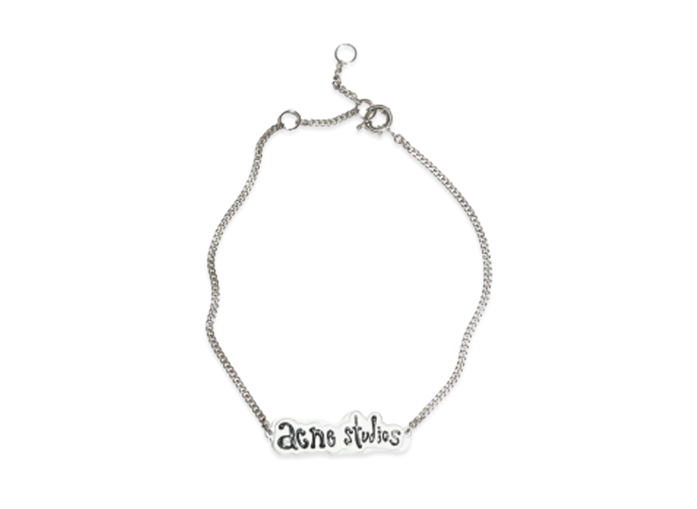 Acne Studios Logo Label Necklace "Silver/Gray"