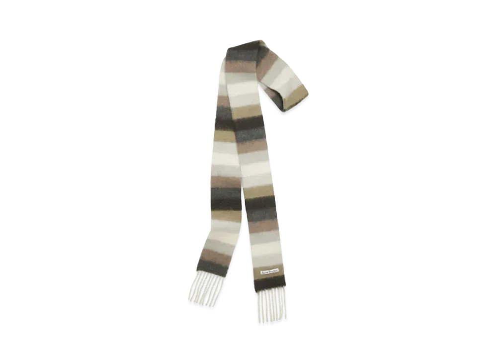 Acne Studios Wool Alpaca Fringe Scarf "Olive Green/Grey"