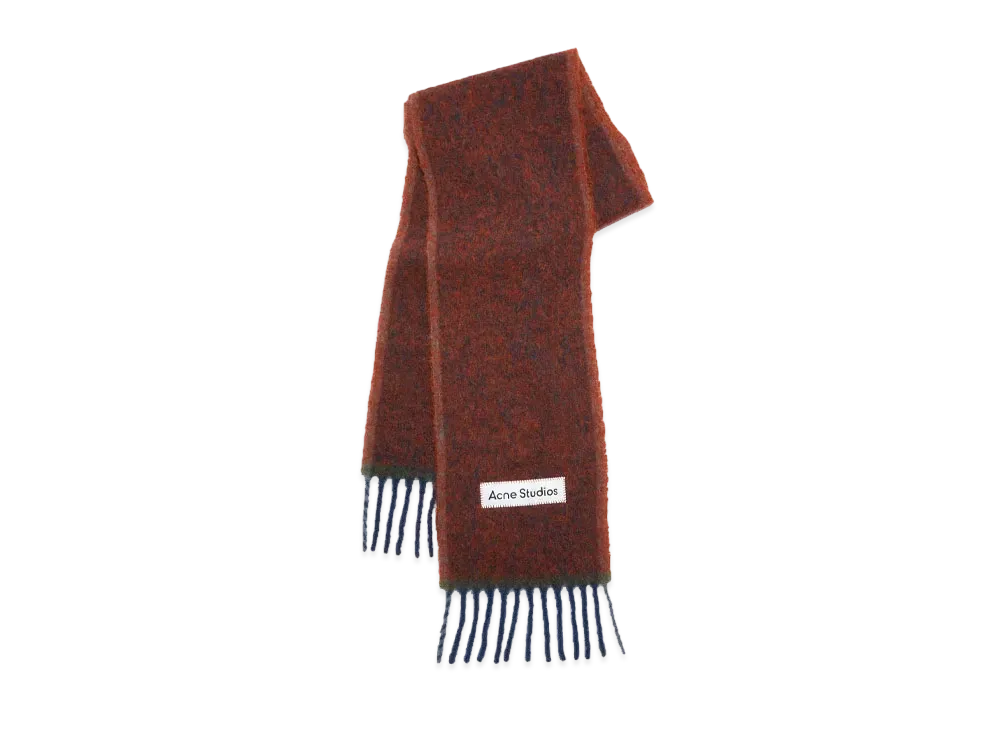 Acne Studios Mohair Wool Fringe Scarf "Aubergine Blue"