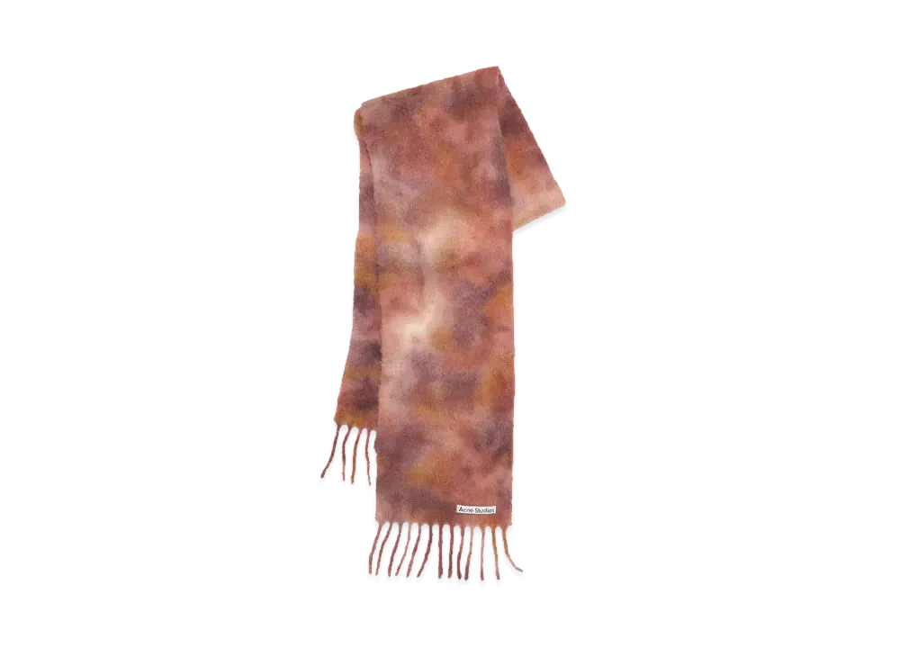 Acne Studios Wool Mohair Tie-Dye Scarf "Burgundy Red/Mauve Pink"