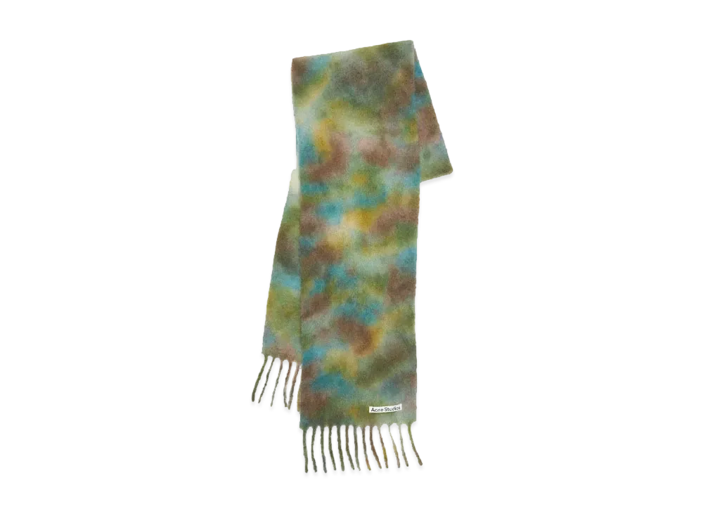 Acne Studios Wool Mohair Tie-Dye Scarf "Acid Green/Lavender Blue"