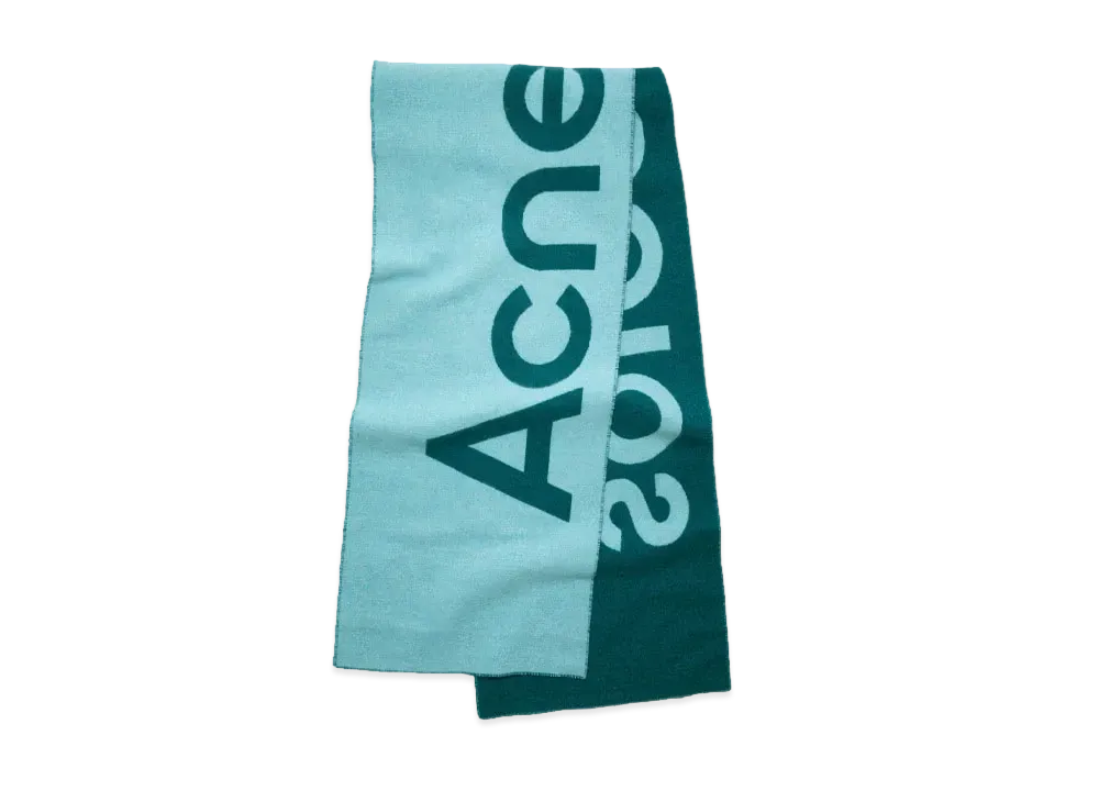 Acne Studios Logo Jacquard Scarf "Petrol Blue/Bright Blue"