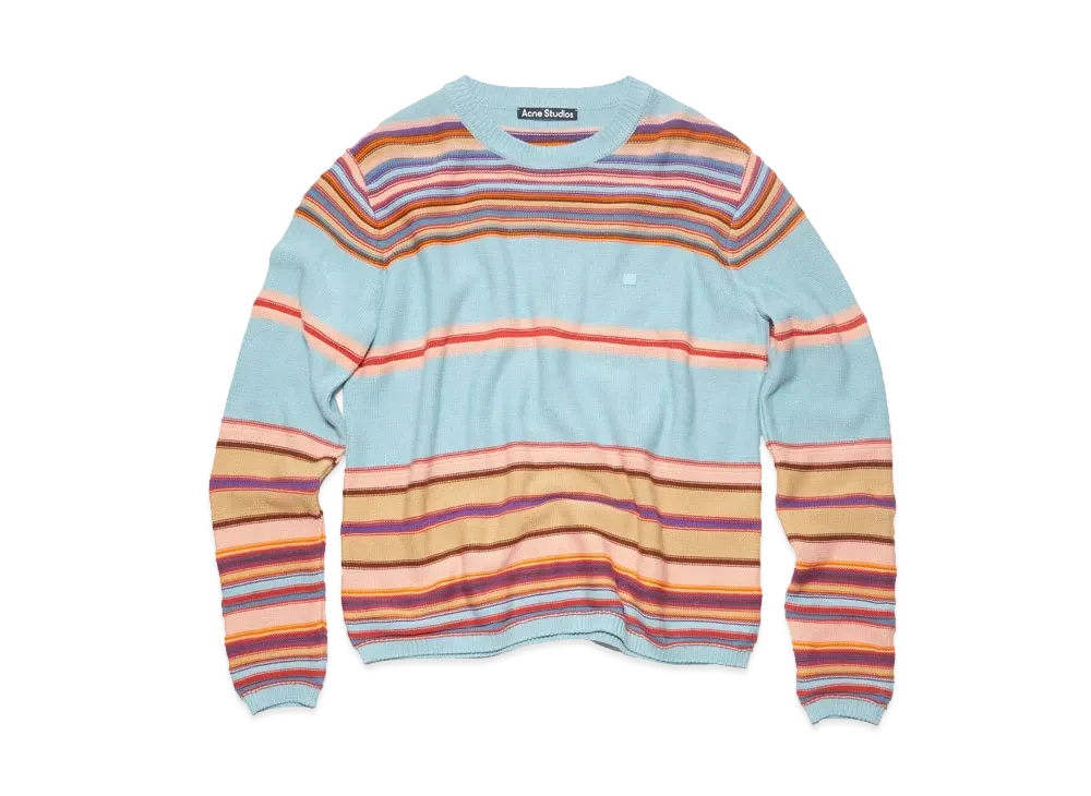 Acne Studios Crew Neck Knit Sweater "Dusty Blue/Multi"
