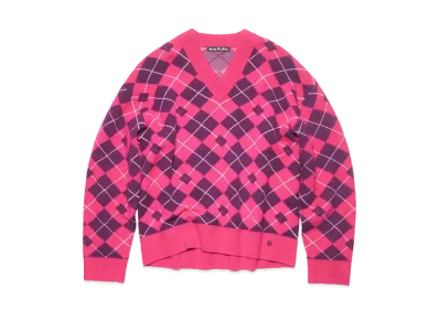 Acne Studios Jacquard Wool Sweater "Bright Pink/Mid Purple"