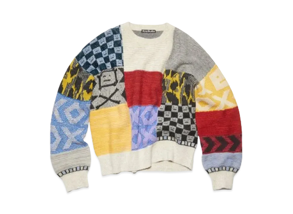 Acne Studios Patchwork Crew Neck Sweater "Cornflower Blue/Multi"