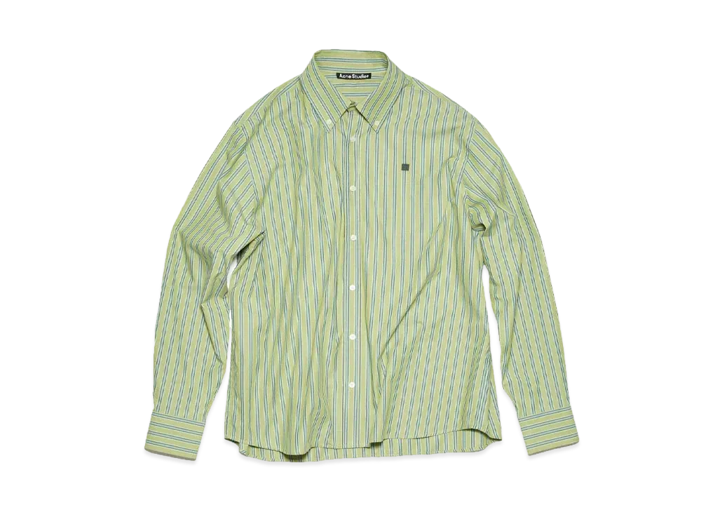 Acne Studios Striped Button Up Shirt "Bright Green/Dark Green"