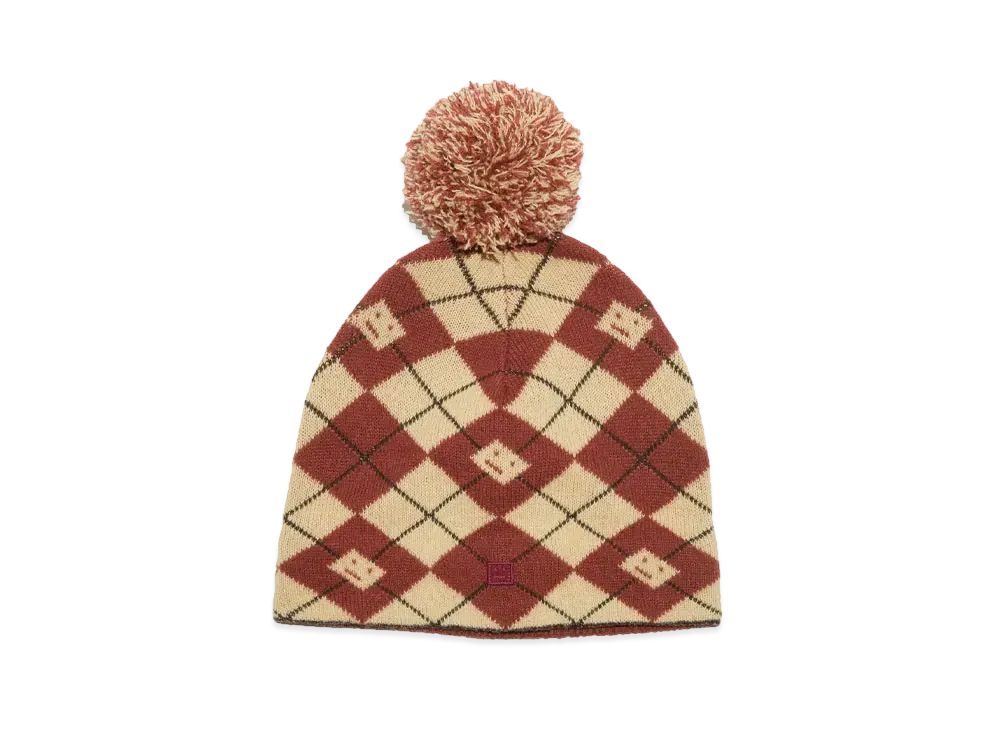 Acne Studios Jacquard Beanie "Biscuit Beige/Deep Red"