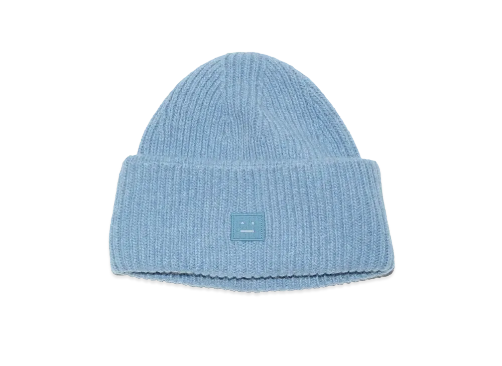 Acne Studios Small Face Logo Beanie "Steel Blue Melange"