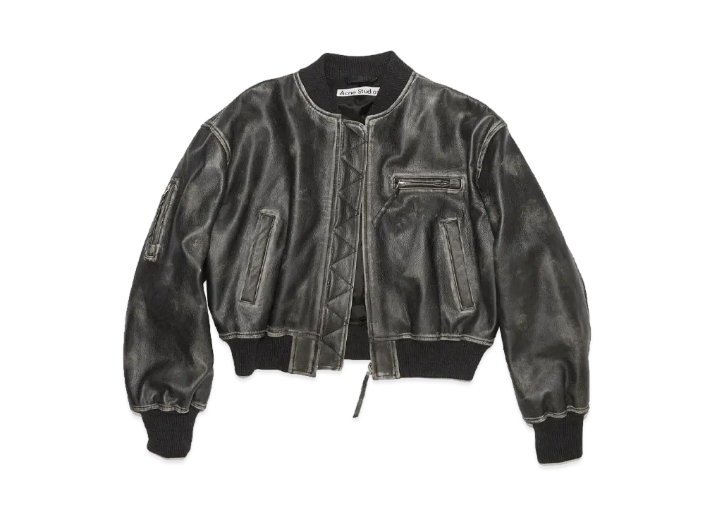Acne Studios Leather Bomber Jacket "Black"