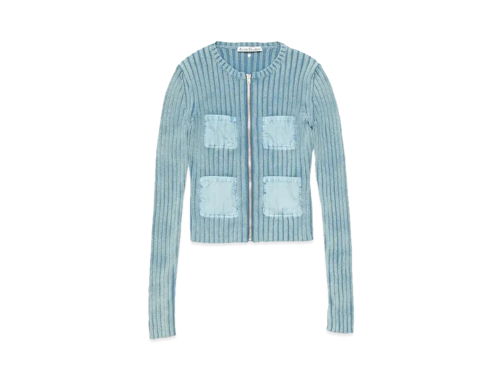 Acne Studios Rib Zip Cardigan "Dusty Blue"