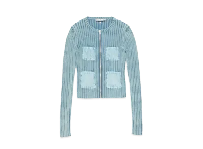 Acne Studios Rib Zip Cardigan "Dusty Blue"