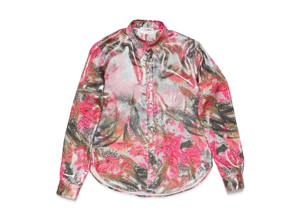 Acne Studios x Per B. Sundberg Foil Print Button Up Shirt "Pink Multicolor"