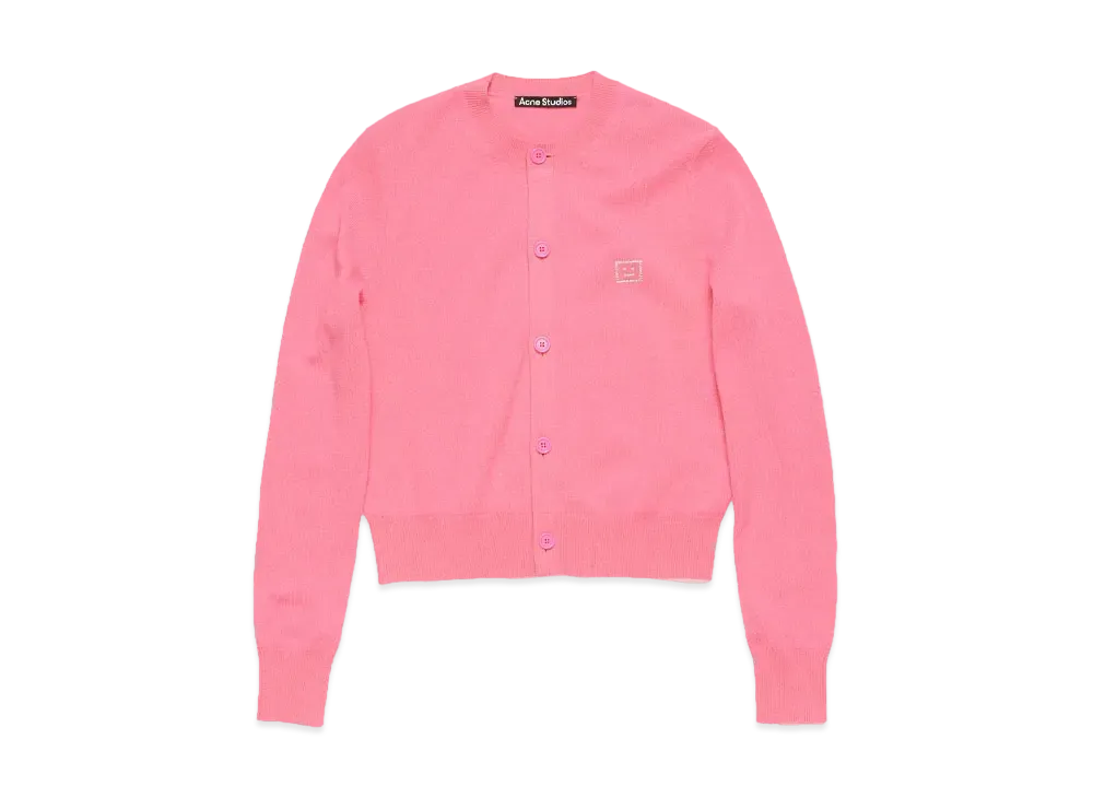 Acne Studios Cardigan With FACE Logo Accent "Tango Pink"