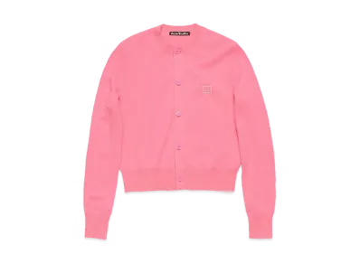 Acne Studios Cardigan With FACE Logo Accent "Tango Pink"