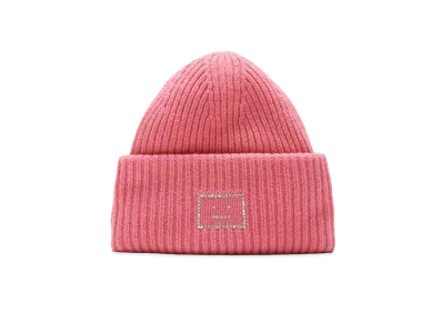 Acne Studios Embellished FACE Beanie "Tango Pink"