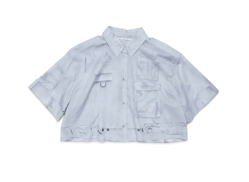 Acne Studios Foil Print Button Up Shirt "Light Blue"