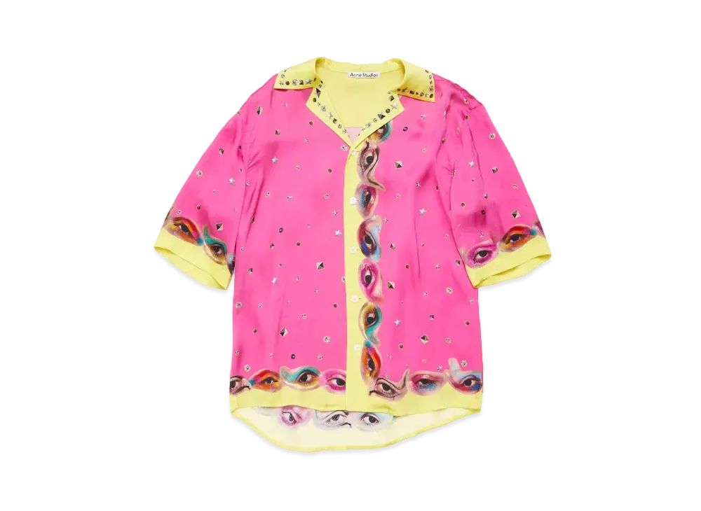 Acne Studios Printed Button-Up Shirt "Fuchsia Pink"
