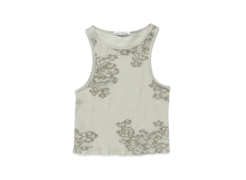 Acne Studios Printed Lace Tank Top "Sage Green"
