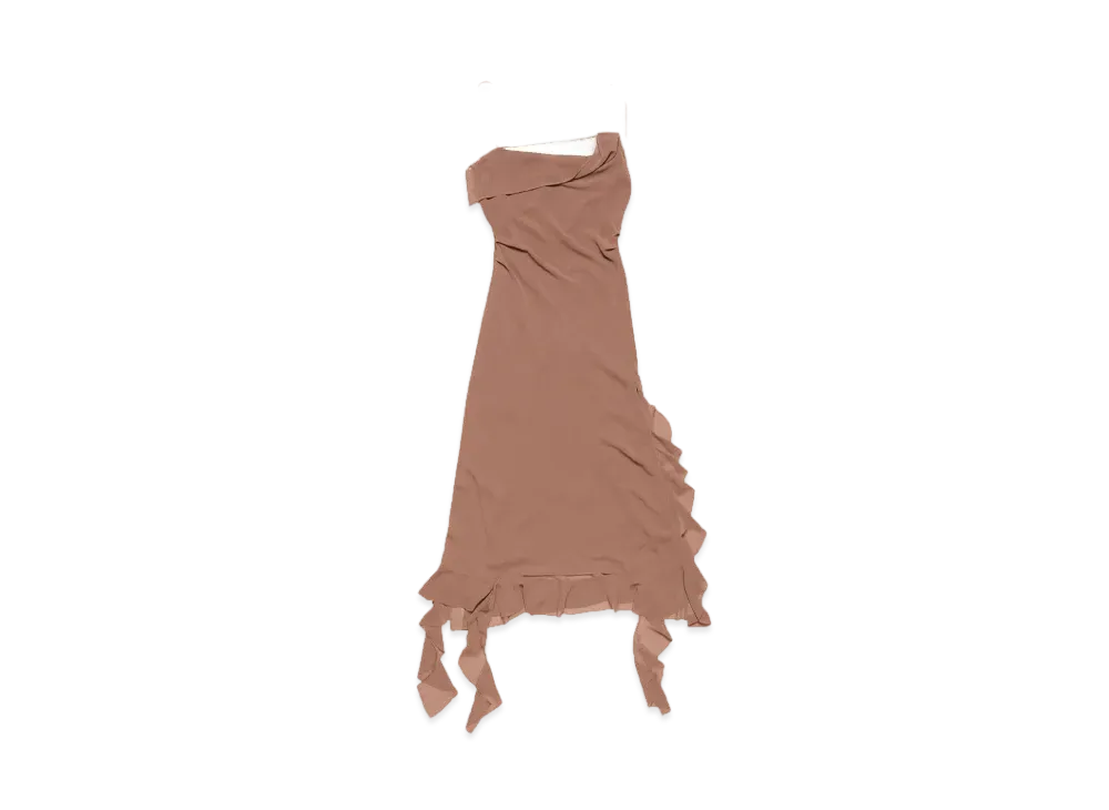 Acne Studios Ruffle Strap Dress "Taffy Brown"