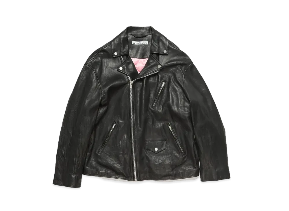 Acne Studios Distressed Leather Jacket "Black"