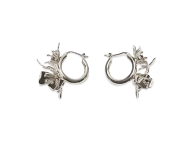 Acne Studios Flower Hoop Earrings "Silver/Transparent"