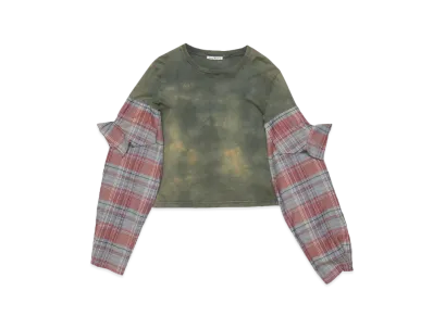 Acne Studios T-Shirt Constructed Flannel Sleeves "Blue/Multi"