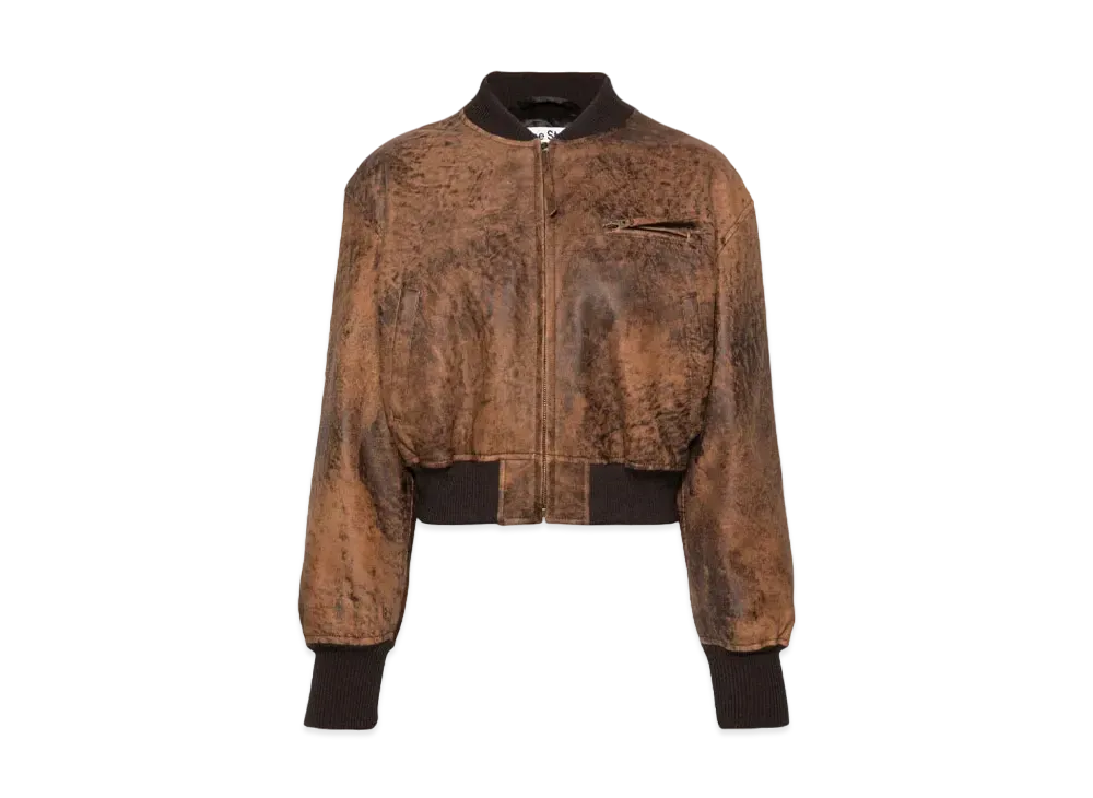 Acne Studios Leather Bomber Jacket "Brown"