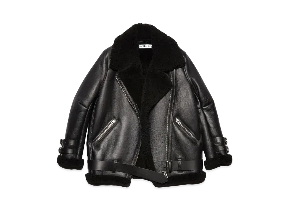 Acne Studios Leather Shearling Jacket "Black"