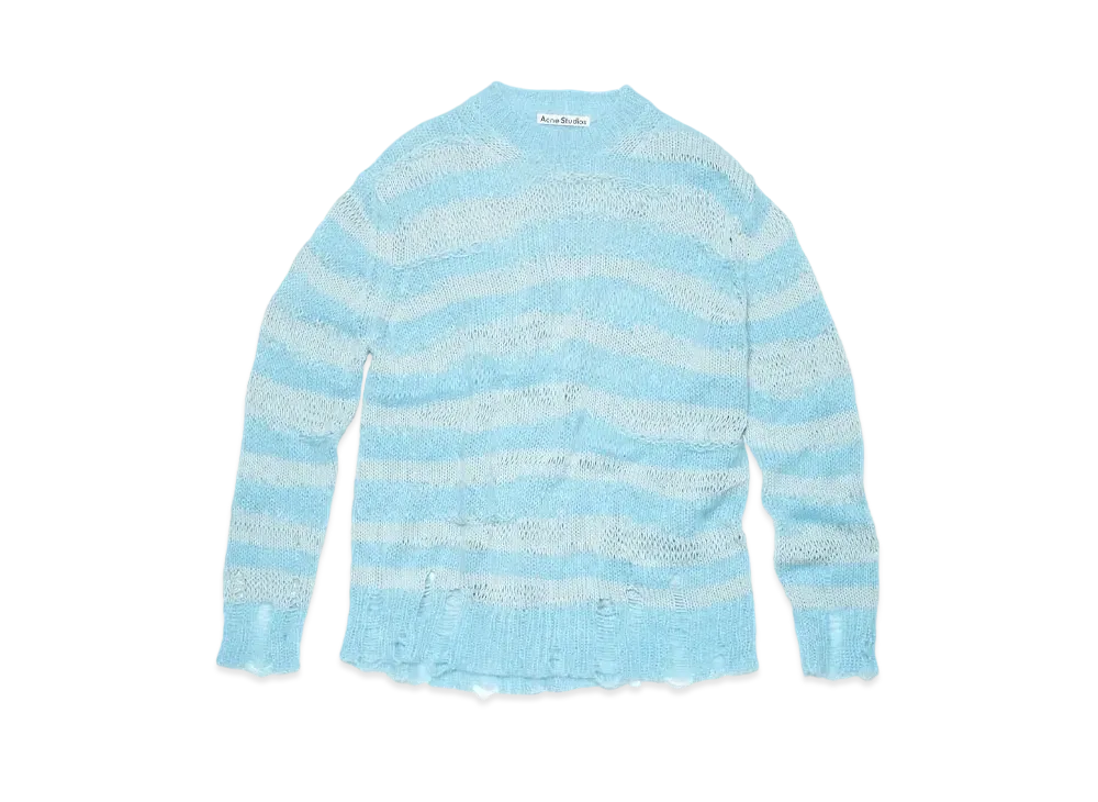 Acne Studios Distressed Striped Sweater "Sky Blue/Powder Blue"