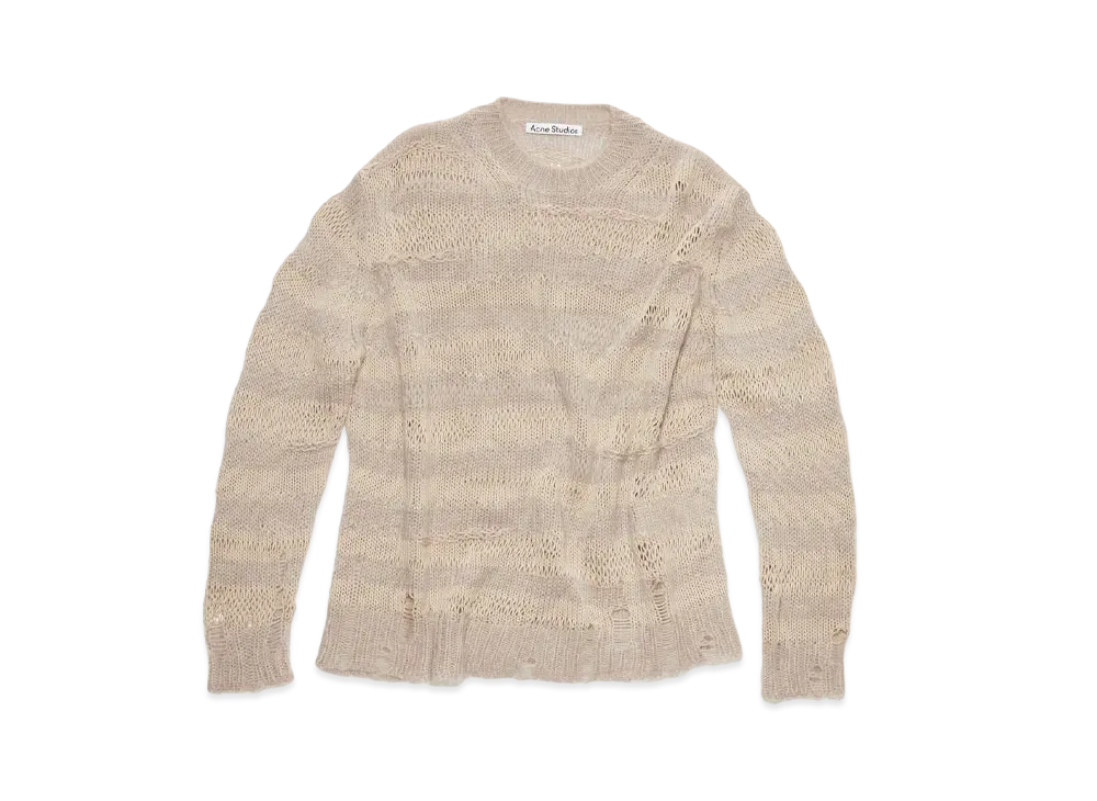Acne Studios Distressed Striped Sweater "Warm Beige/Champagne Beige"
