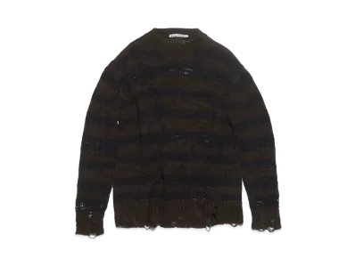 Acne Studios Distressed Striped Sweater "Warm Charcoal Gray/Black"