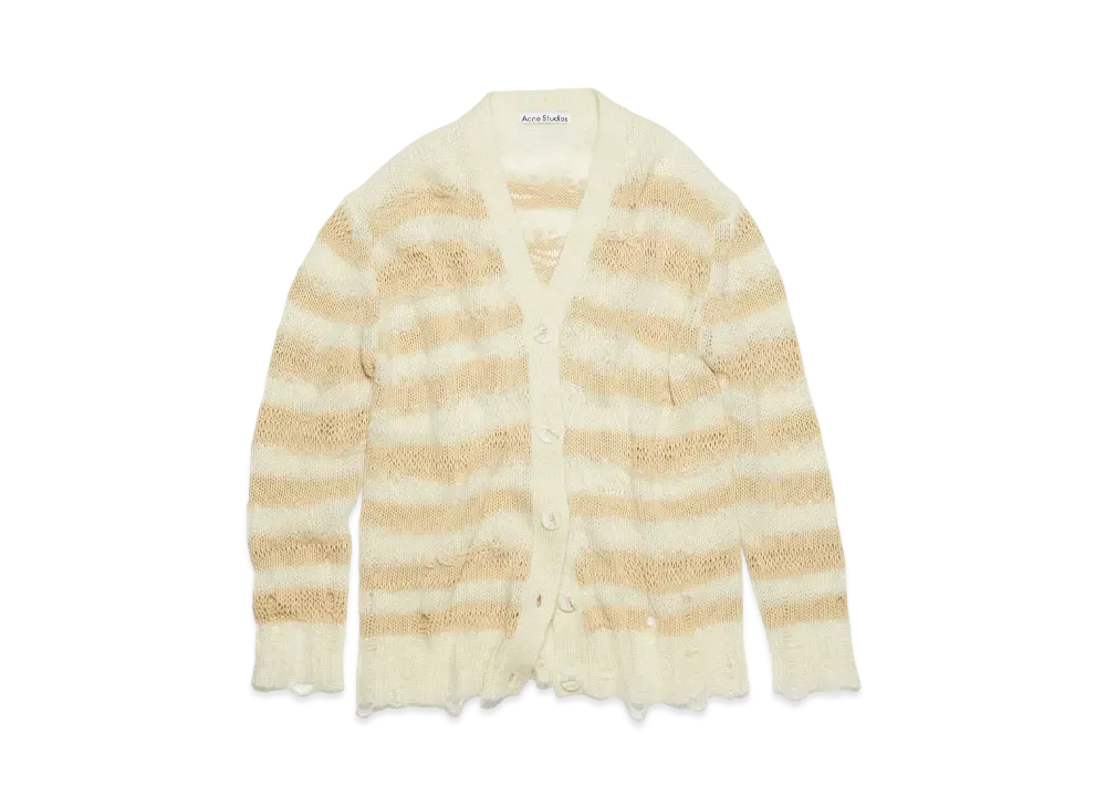 Acne Studios Distressed Stripe Cardigan "Off White/Ecru"