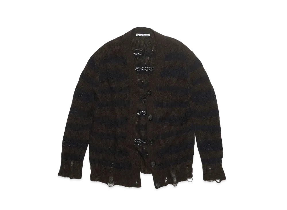 Acne Studios Distressed Stripe Cardigan "Warm Charcoal Gray/Black"