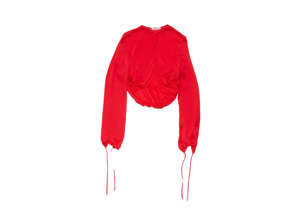 Acne Studios Draped Silk Blouse "Bright Red"