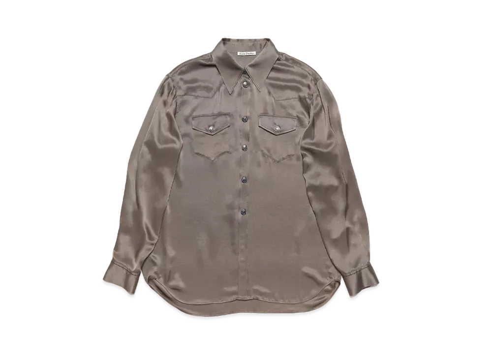 Acne Studios Satin Button Up Shirt "Cedar Green"