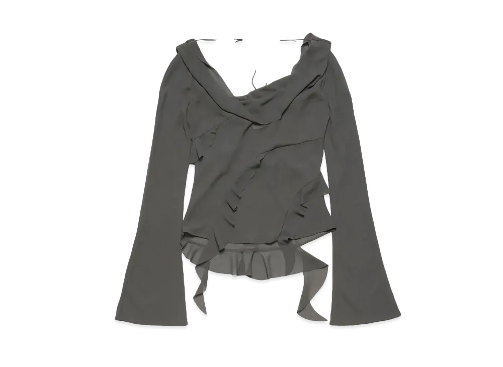 Acne Studios Ruffle Draped Top "Anthracite Grey"